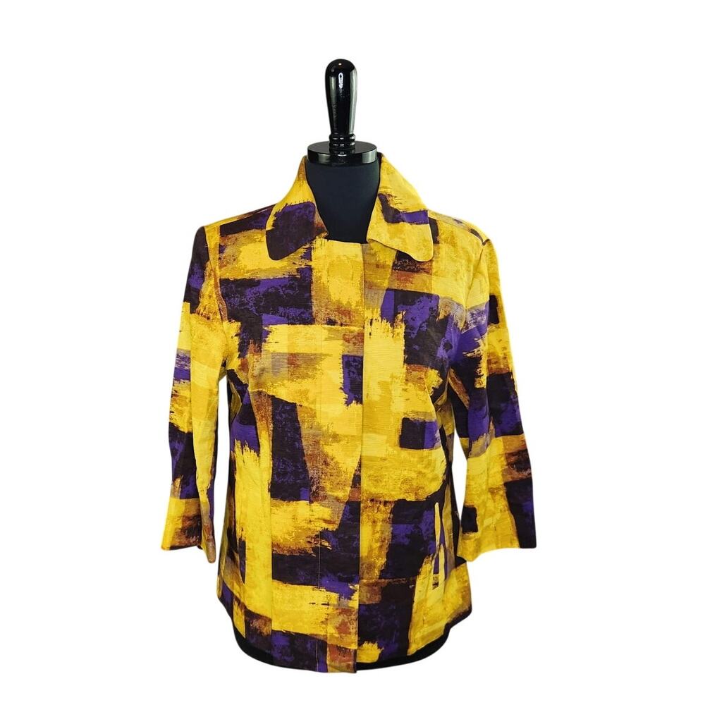 Coldwater Creek Sunlit Blazer Jacket Gold Yellow Purple Cotton NWT 10